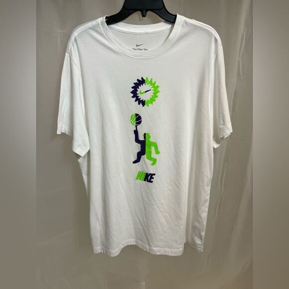 NIKE Dri-FIT "Festival" White/Court Purple Basketball T Shirt - Picture 1 of 4